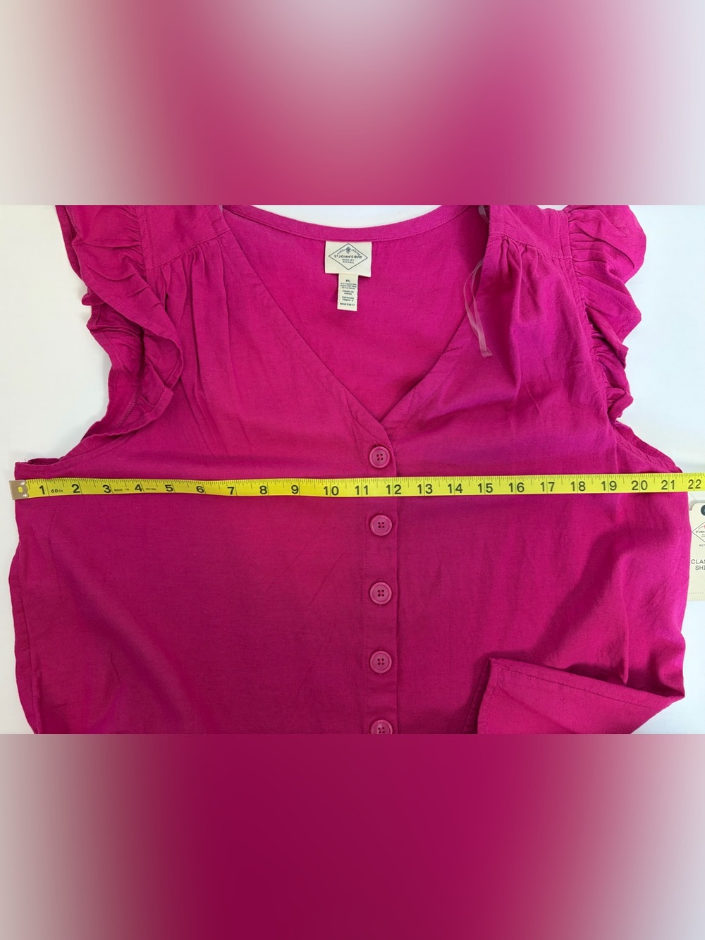 Fuchsia Ruffle Sleeve Button Front Top - Picture 5 of 6